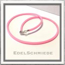 Edelschmiede925 Kautschukband (3mm) pink 925 Silber 45 cm