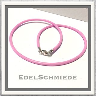 Edelschmiede925 Kautschukband (3mm) Flieder 925 Silber 45 cm