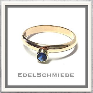 Edelschmiede925 massiver Goldring 333 GG mit blauem Zirkonia Ringgröße  69
