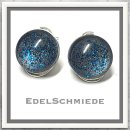 Edelschmiede925 Ohrclips 925/- mit Glascabochon blau...