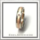 Edelschmiede925 Damenring 333 Weißgold / Rotgold + Brillant 0,014