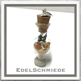 Edelschmiede925 Glasperle mit Sand, Muschel und Bernstein 925