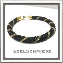 Edelschmiede925 Häkelarmband schwarz / gold + 925...