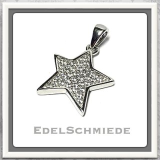 Edelschmiede925 Kettenanhänger Silber 925 rhod. Stern mit...