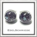 Edelschmiede925 Glasperle hohl - Ohrstecker 925 Silber Glitter