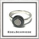 Edelschmiede925 schmaler Ring mit Keramik Top + Zirk...