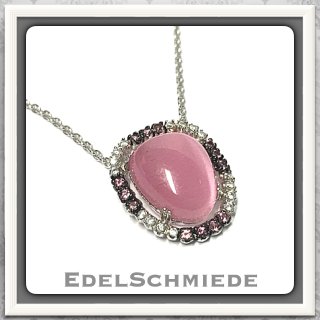 Edelschmiede925 Anhänger inkl Kette 925 Silber mit rosa Zirkonia