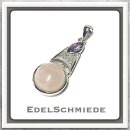 Edelschmiede925 Kettenanhänger in 925 Silber Rosenquarz + Amethyst