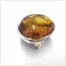 Edelschmiede925 Silberring 925 mit großem braunem Bernstein ab Ringgröße 54