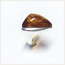 Edelschmiede925 Silberring 925 mit braunem Bernstein dreieckig Ringgröße 56