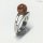 Edelschmiede925 Silberring 925 mit brauner Bernstein Kugel  Ringgröße  55