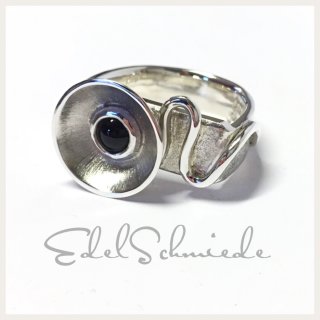Edelschmiede925 handgefertigter Silberring in 925/- mit Onyx Cabochon - Unikat -  Ringgröße 60