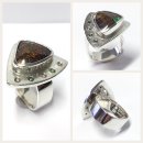 Edelschmiede925 moderner Ring 925 Silber mit Opal + Brillanten UNIKAT Ringgröße 63