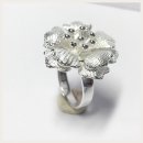 wunderschöner Blütenring in 925 Silber # 54