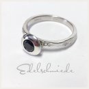 Edelschmiede925 schlichter Silberring 925/- mit Zirkonia schwarz  Ringgröße 58
