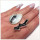 Edelschmiede925 Unikat Silberrig 925/- mit Onyx und tropfenförmigem Dentriten Cabochon Ringgröße 60