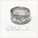 Edelschmiede925 filigraner, breiter Ring 925 Silber rhod...
