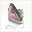 Edelschmiede925 massiver Silberring 925 als Unikat mit rosa Opal (naturform) Ringgröße 54