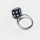 Edelschmiede925 schmaler Silberring 925/- mit schwarzem Glückswürfel   Ringgröße 60