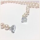 Edelschmiede925 weiße Perlenkette mit Magnetverschluß 925 Silber rhod. + Zirkonia 51cm