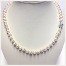 Edelschmiede925 weiße Perlenkette mit Magnetverschluß 925 Silber rhod. + Zirkonia 51cm