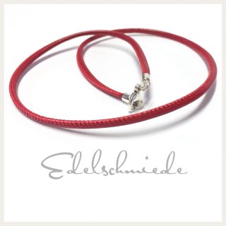 Edelschmiede925 rotes Lederhalsband für Sie und Ihn mit 925/- Sterling Silber Verschluß 45cm