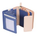 blau-beige Damenreißverschlussbörse, Leder
