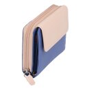 blau-beige Damenreißverschlussbörse, Leder