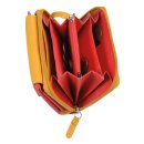 rot-gelbe Damenbörse Leder mit Reißverschluss