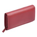 Otario Damen Überschlagbörse lang, mit Reißverschluss, Leder, cherry rot RFID
