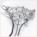 großes Collier 925 rhod. poliert mit Peridot + Amethyst - Unikatschmuck - 45 - 50cm