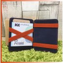 Hunterson Leder Magic Wallet RFID Kartenetui mit Scheinfach blau orange bicolor