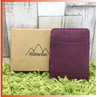 lila Hunterson Leder Magic Wallet RFID Kartenetui mit Scheinhalterung, purple