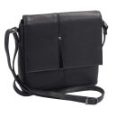 Lemondo kleine Leder Schultertasche schwarz mit Klappe