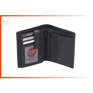 RFID-Ausleschutz Herrenbrieftasche, Leder, schwarz