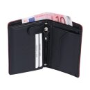 Leder Kombibörse schwarz mit rotem Rand Brieftasche