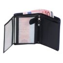 Herrenbörse Herren Geldbörse Leder Brieftasche Kombibörse , schwarz mit blauem Rand