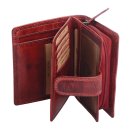 schicke Geldbörse Damen Leder Portemonnaie mit Lasche Avannco cherry 13x9 cm