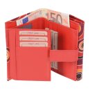 Damenbörse Leder rot-bunt handlich mit Sicherungsriegel