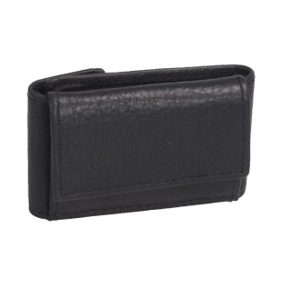 schwarze Minibörse 8x5cm Leder, Kleingeldbörse