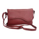 Kleine Abendtasche rot aus Leder mit Klappe und langem...