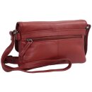 Kleine Abendtasche rot aus Leder mit Klappe und langem...