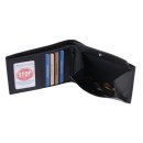 RFID Schutz Leder Scheintasche schwarz 12,5x10x2,5 cm