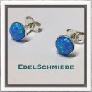 Edelschmiede925 925/- Silberstecker mit synth Opal hellblau