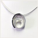 edler Anhänger in 925/- Sterling Silber rhod mit schwarzen und weißen Zirkonias