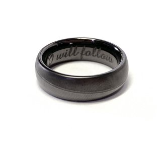 I will follow - edler Keramik Ring teilweise matt halbrund schwarz 6 mm #52