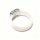 Keramik Ring halbrund weiß 6 mm mit DoppelherzMotiv #54