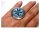 handgefertigter Silberring 925/- mit großer OnyxGemme Blüte #60