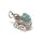 kleiner Babywagen als Kettenanhänger in 925/- Sterling Silber rhod mit Zirkonia - blau -