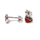 kleine Erdbeere als Ohrstecker in 925/- Sterling farbig